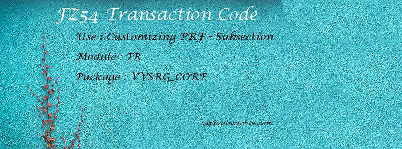 SAP FZ54 transaction code