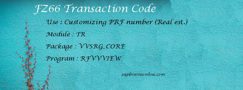 SAP FZ66 transaction code