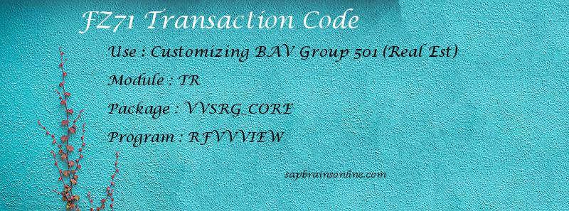 SAP FZ71 transaction code