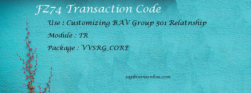 SAP FZ74 transaction code