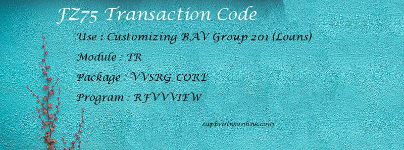 SAP FZ75 transaction code