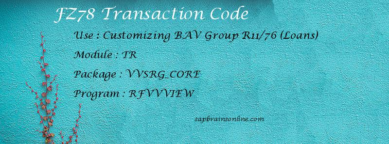 SAP FZ78 transaction code