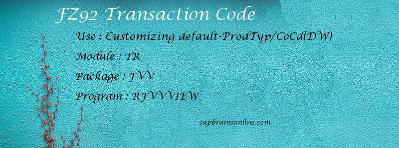 SAP FZ92 transaction code
