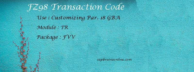 SAP FZ98 transaction code