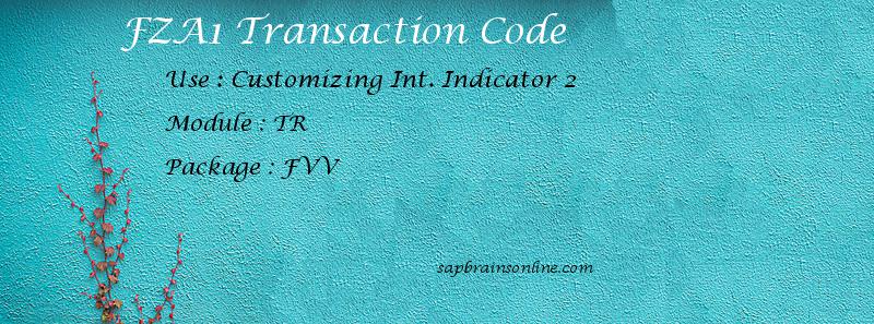SAP FZA1 transaction code