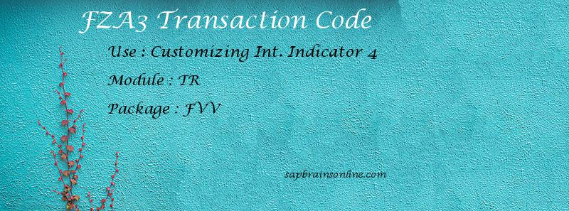 SAP FZA3 transaction code