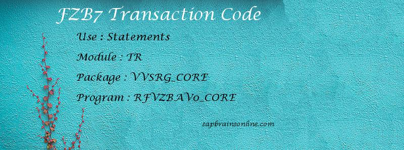 SAP FZB7 transaction code