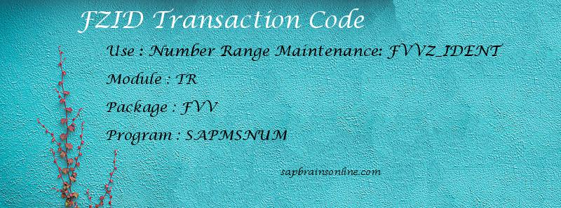 SAP FZID transaction code