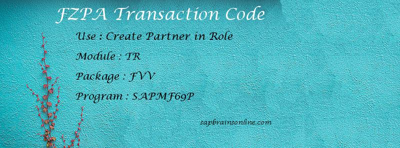 SAP FZPA transaction code