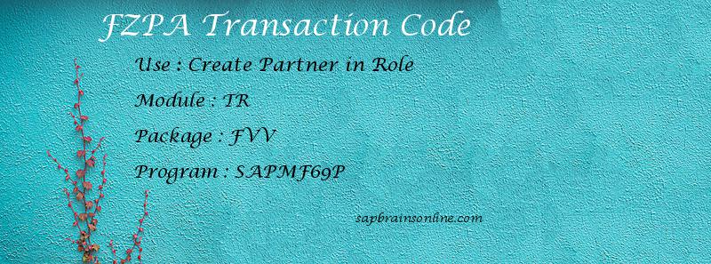 SAP FZPA transaction code