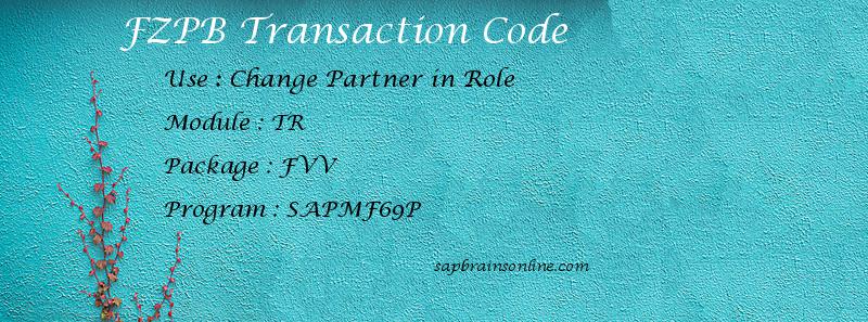 SAP FZPB transaction code