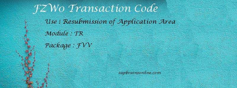 SAP FZW0 transaction code