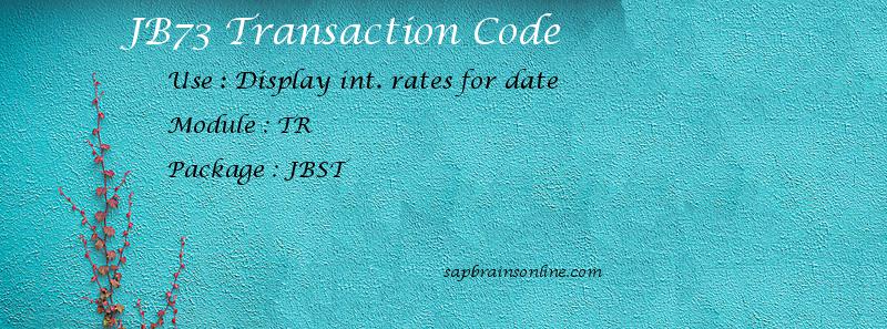 SAP JB73 transaction code