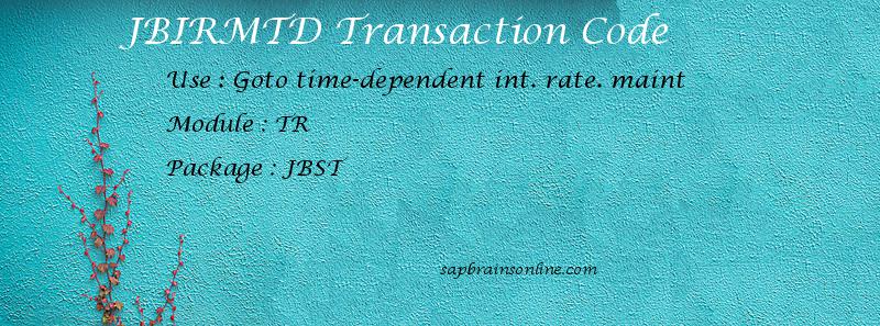 SAP JBIRMTD transaction code