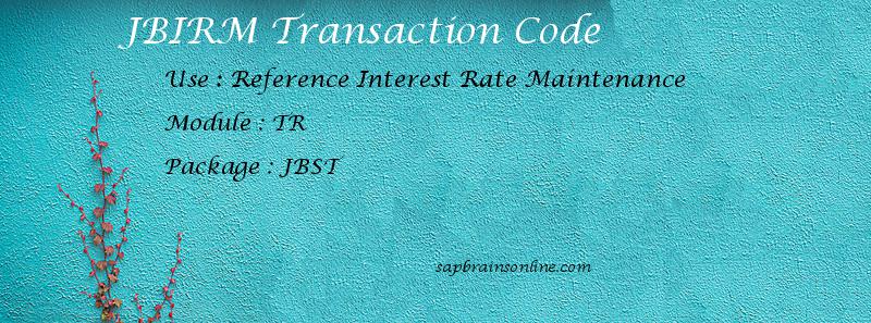 SAP JBIRM transaction code