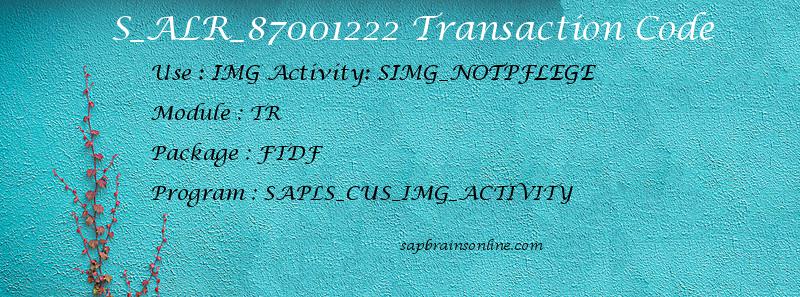 SAP S_ALR_87001222 transaction code