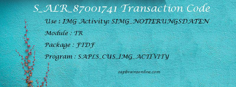 SAP S_ALR_87001741 transaction code