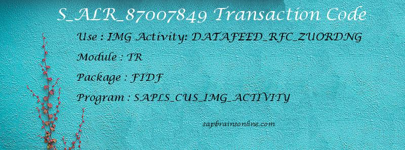 SAP S_ALR_87007849 transaction code