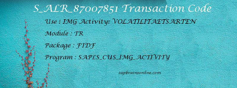 SAP S_ALR_87007851 transaction code