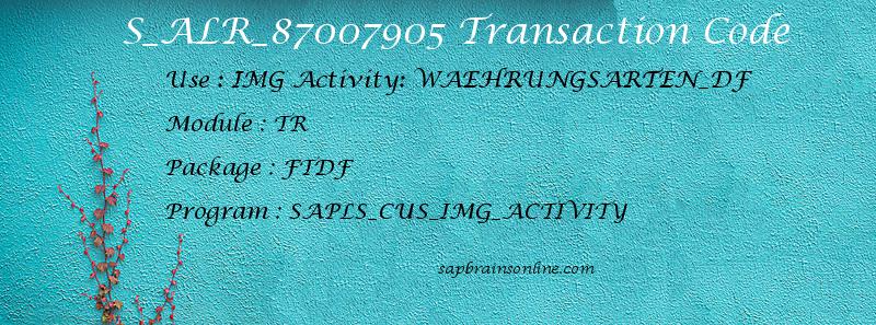 SAP S_ALR_87007905 transaction code