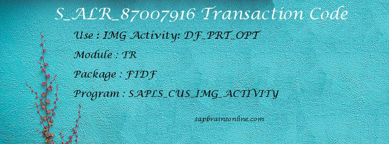 SAP S_ALR_87007916 transaction code