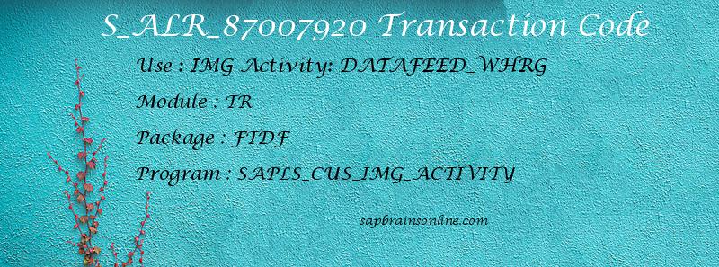 SAP S_ALR_87007920 transaction code