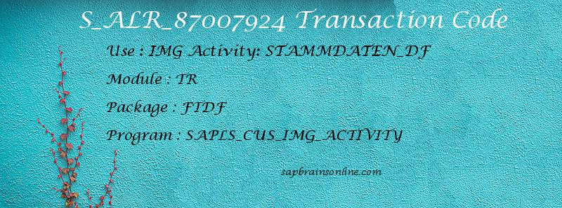 SAP S_ALR_87007924 transaction code