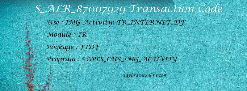 SAP S_ALR_87007929 transaction code