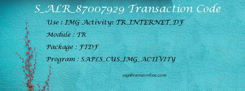SAP S_ALR_87007929 transaction code