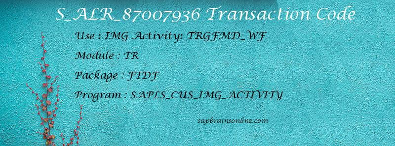 SAP S_ALR_87007936 transaction code