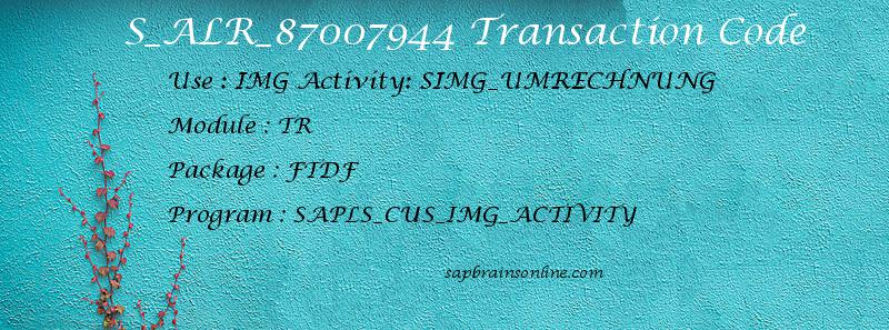 SAP S_ALR_87007944 transaction code