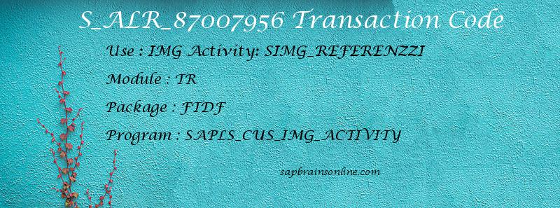 SAP S_ALR_87007956 transaction code