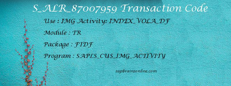 SAP S_ALR_87007959 transaction code