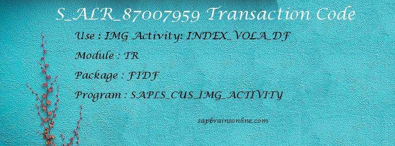 SAP S_ALR_87007959 transaction code