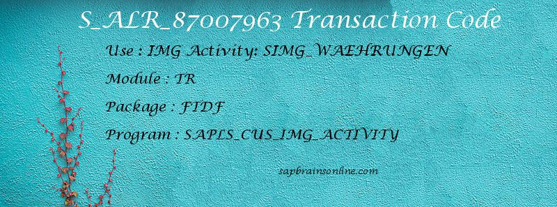 SAP S_ALR_87007963 transaction code