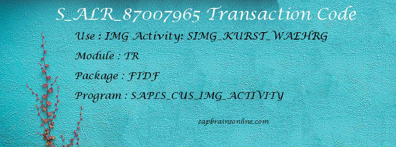 SAP S_ALR_87007965 transaction code