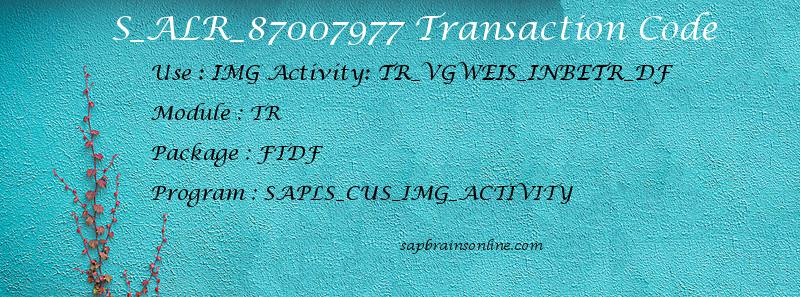 SAP S_ALR_87007977 transaction code