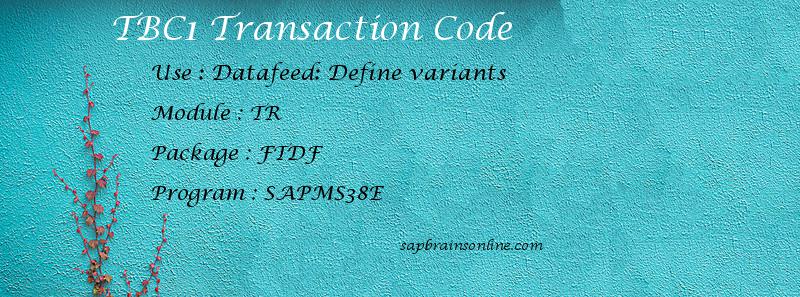 SAP TBC1 transaction code