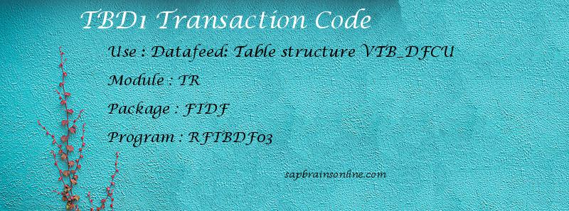 SAP TBD1 transaction code
