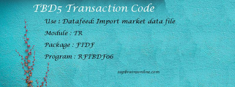 SAP TBD5 transaction code