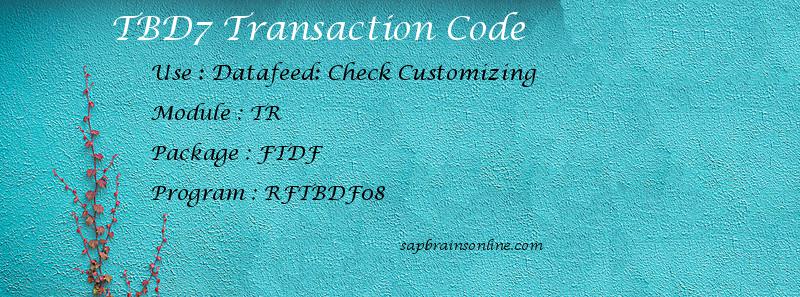 SAP TBD7 transaction code