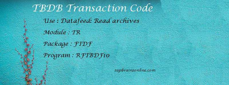 SAP TBDB transaction code