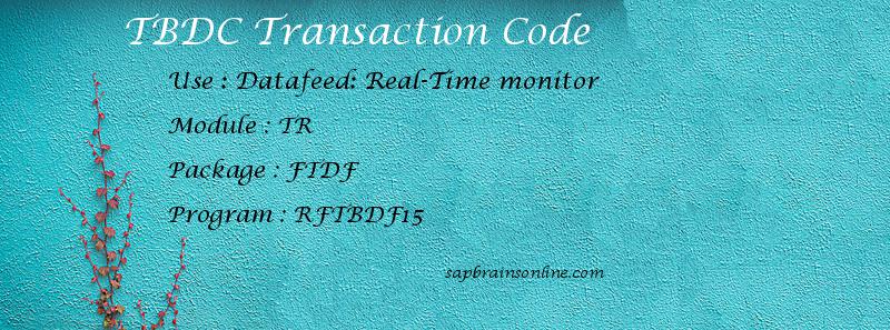 SAP TBDC transaction code