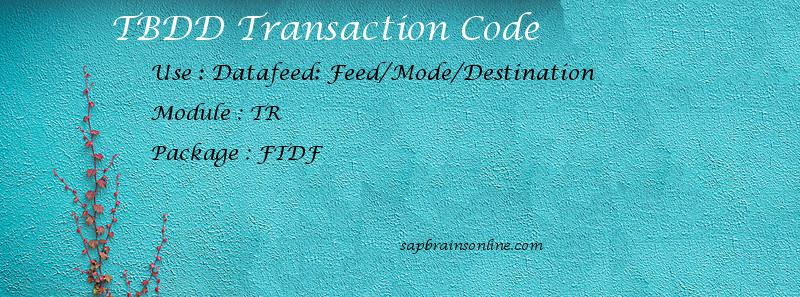 SAP TBDD transaction code