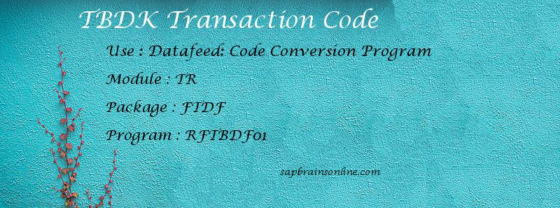 SAP TBDK transaction code