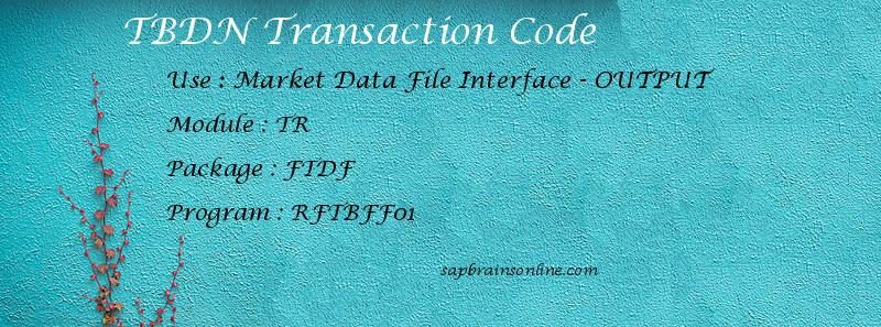 SAP TBDN transaction code
