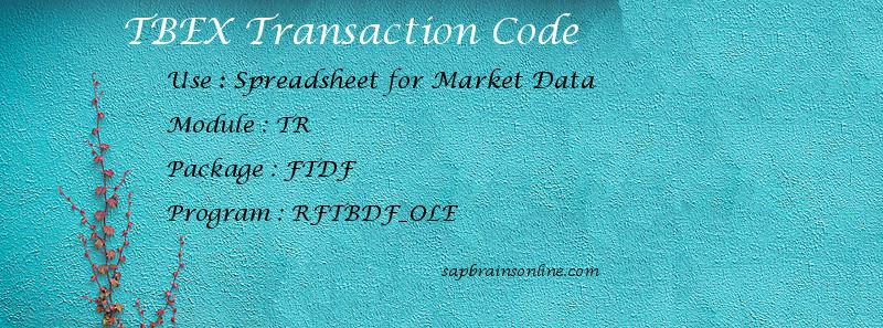 SAP TBEX transaction code