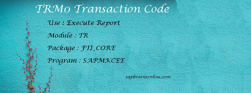 SAP TRM0 transaction code