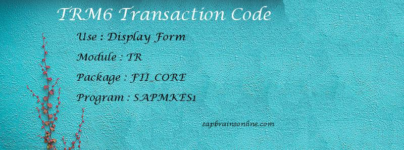 SAP TRM6 transaction code
