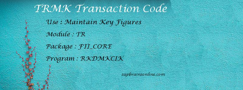 SAP TRMK transaction code
